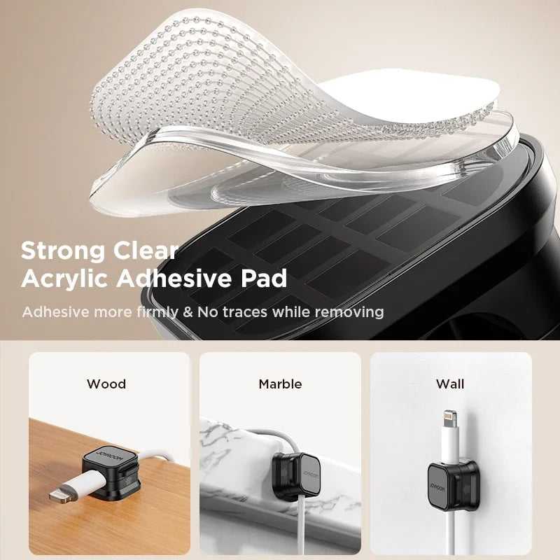 "CableMate Magnetic Cable Clamp - Modern Cable Organization with Magnetic Charm, 7.5mm Cable Slot, Easy Installation and Removal, No-Residue Adhesive, Under Desk Cable Management.
