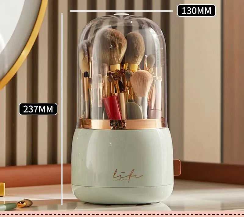 Rotating Design for Easy Access. Organizes Makeup, Brushes, Jewelry, and More. Luxury and Stylish Look for Bathroom or Vanity. Convenient, Space-Saving Beauty Solution.