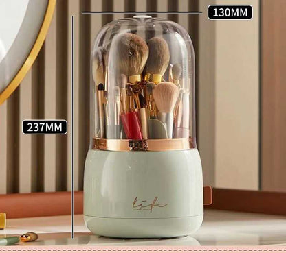 Rotating Design for Easy Access. Organizes Makeup, Brushes, Jewelry, and More. Luxury and Stylish Look for Bathroom or Vanity. Convenient, Space-Saving Beauty Solution.