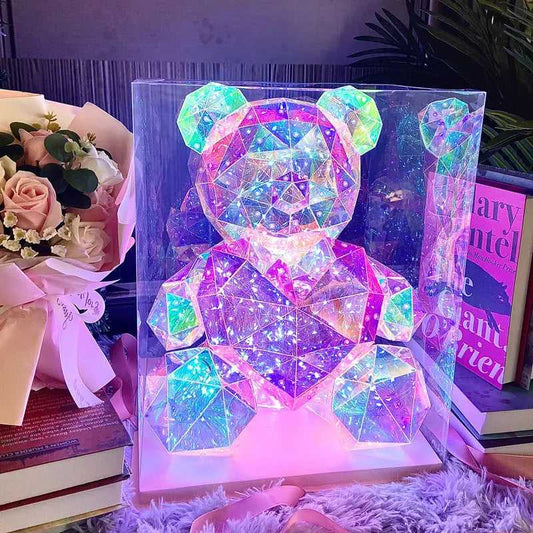 LED Teddy Bear - Eco-Friendly ABS and PET Materials. Energy-Efficient USB-Powered LED for a Soft, Multicolored Glow. Perfect for Valentine's Day Gifting.