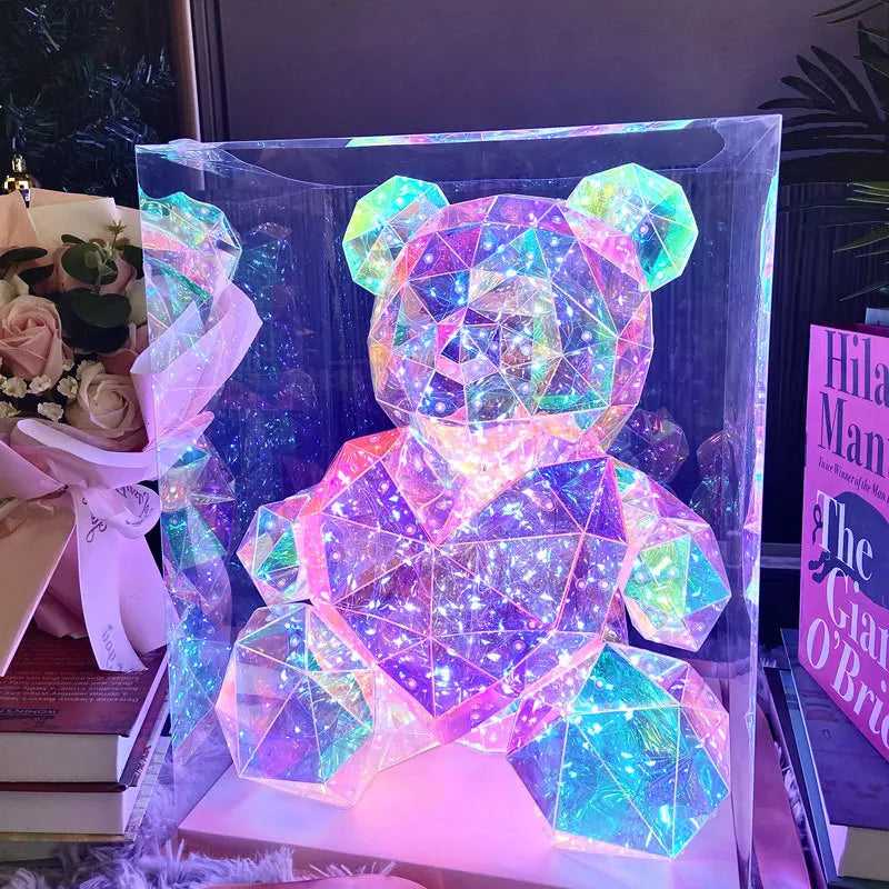 LED Teddy Bear - Eco-Friendly ABS and PET Materials. Energy-Efficient USB-Powered LED for a Soft, Multicolored Glow. Perfect for Valentine's Day Gifting.