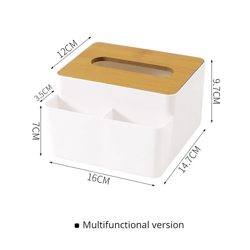 Wooden Tissue Box - Detachable Top, Elegant White/Wood Look, Simple and Sleek Design, Convenient and Practical Living Companion.