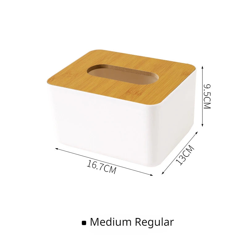 Wooden Tissue Box - Detachable Top, Elegant White/Wood Look, Simple and Sleek Design, Convenient and Practical Living Companion.