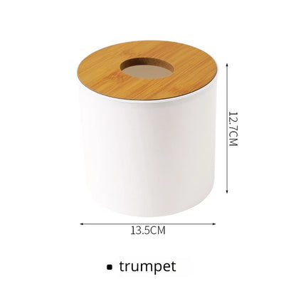 Wooden Tissue Box - Detachable Top, Elegant White/Wood Look, Simple and Sleek Design, Convenient and Practical Living Companion.