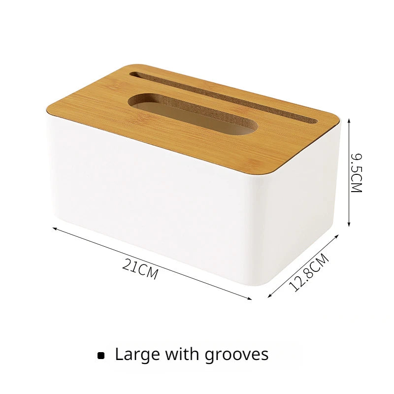 Wooden Tissue Box - Detachable Top, Elegant White/Wood Look, Simple and Sleek Design, Convenient and Practical Living Companion.