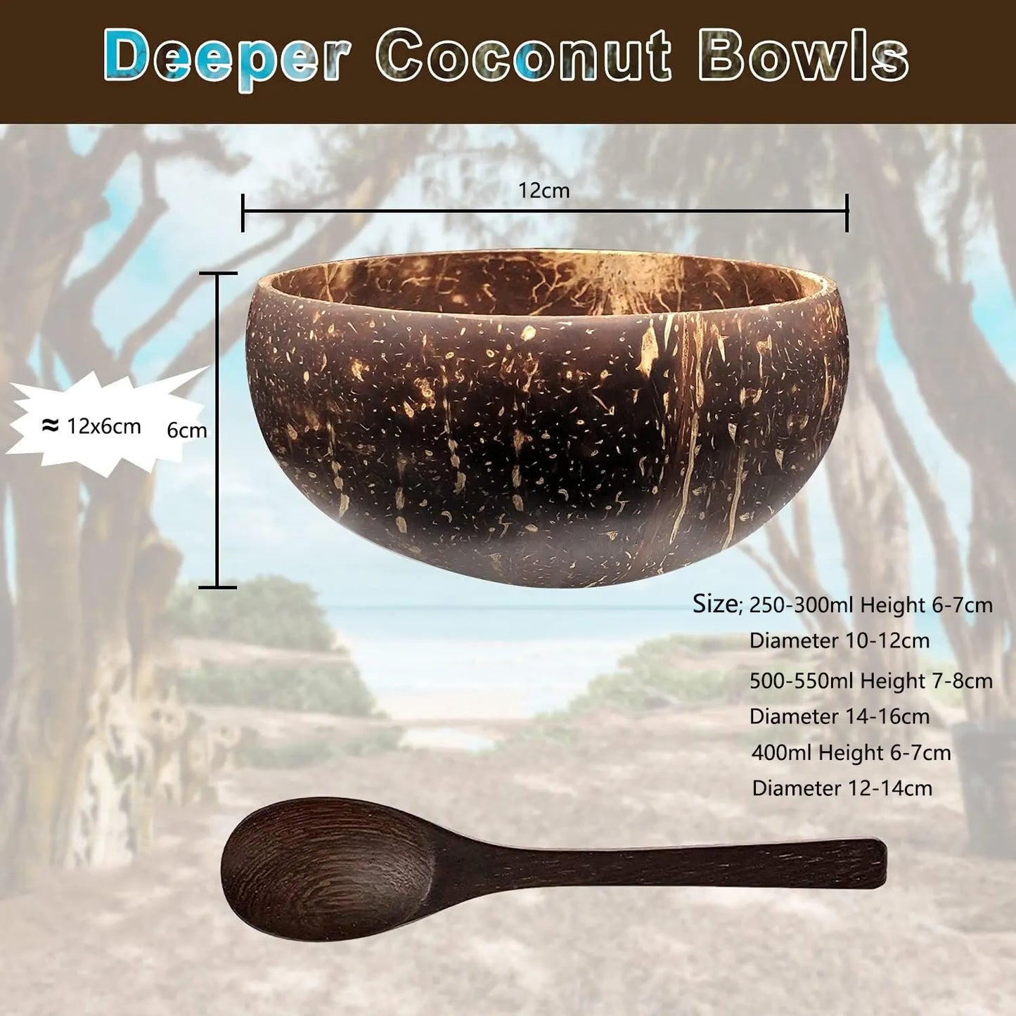 Tropical Bliss 100% Natural Coconut Bowl Set