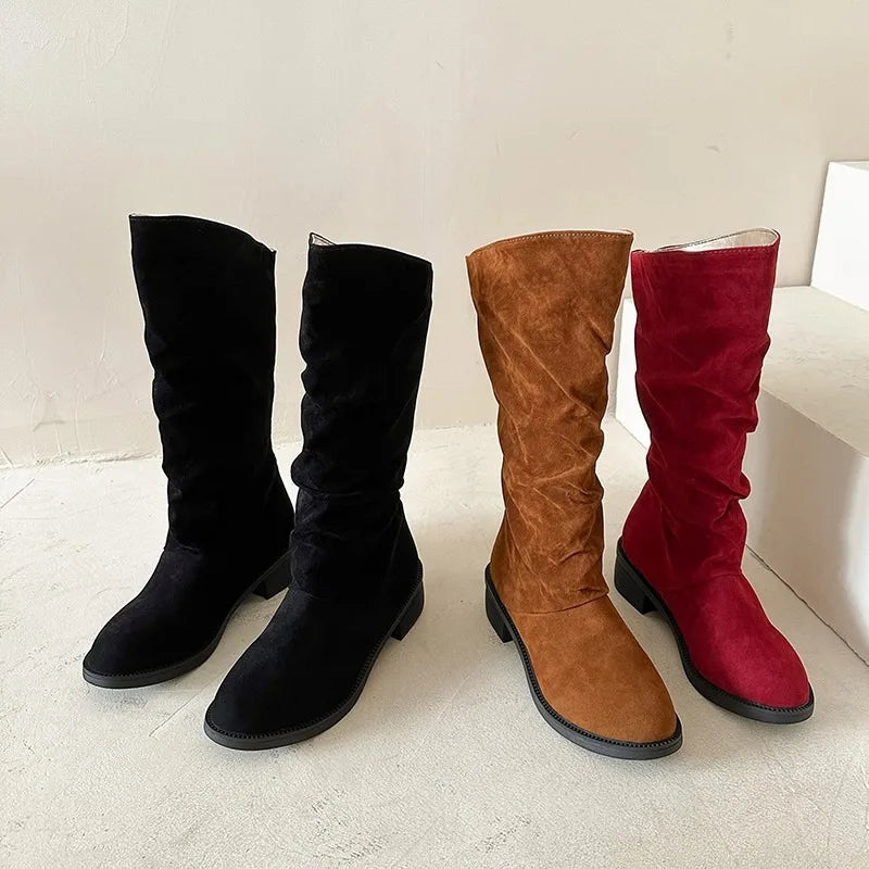 Celena Cow Suede Mid-Calf Boots