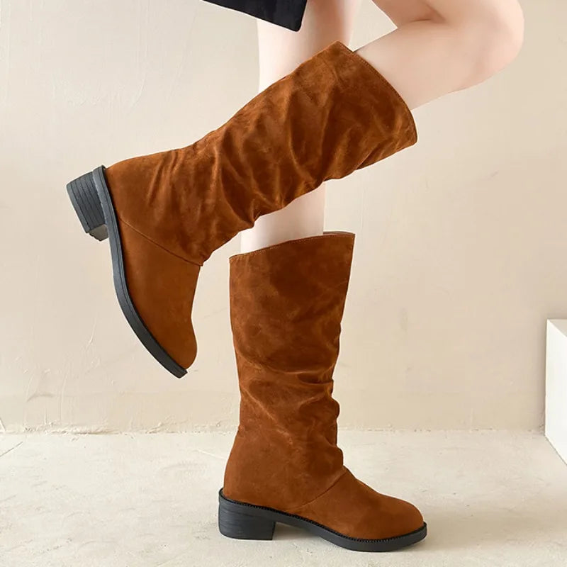 Celena Cow Suede Mid-Calf Boots